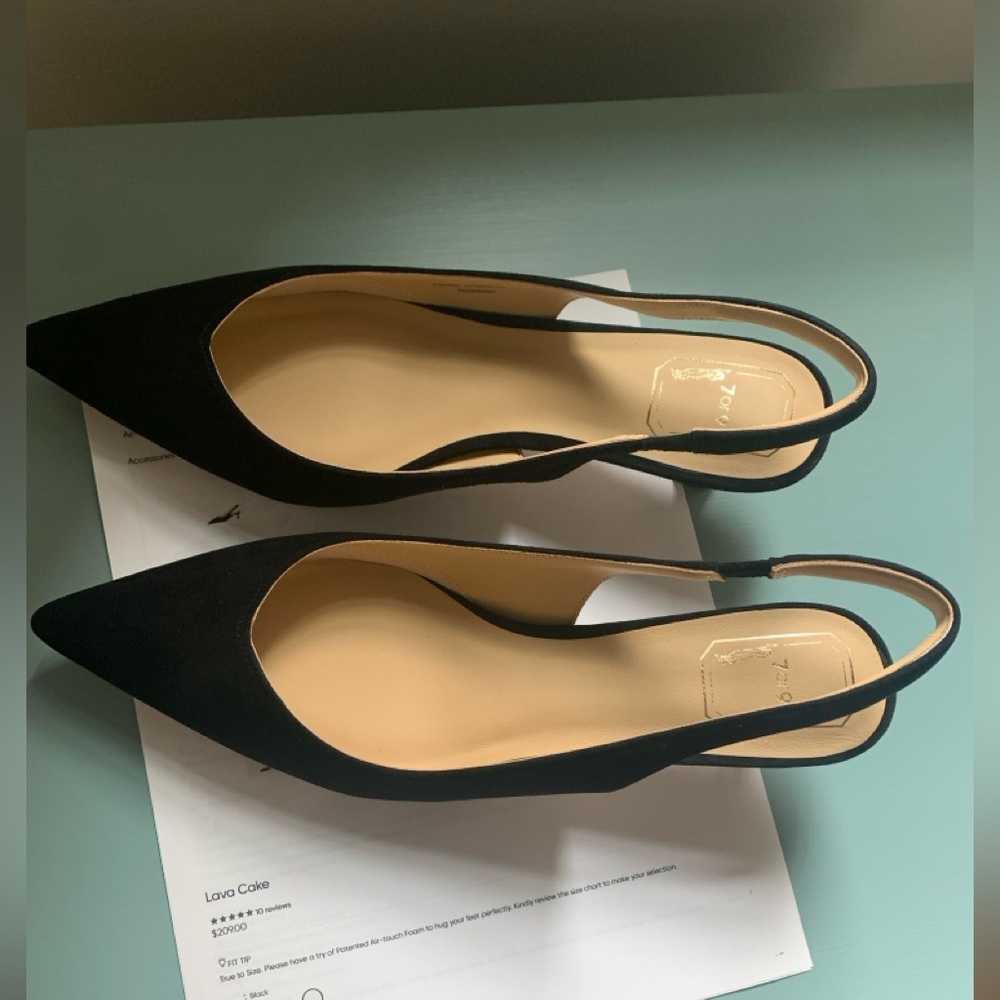 Suede Black Slingback Heels with Pointed Toe